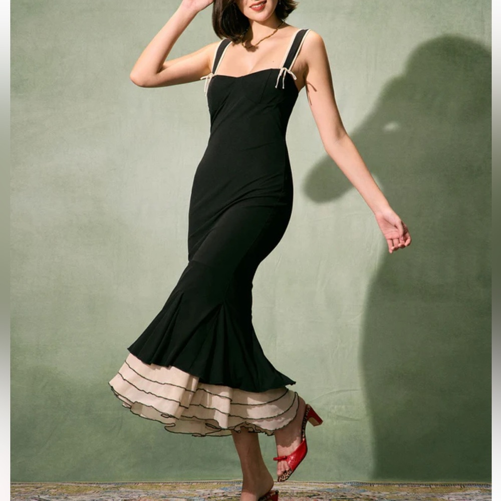 Rihoas Black Sweetheart Neck Bodycon Slip Maxi Dress - Picture 1 of 7